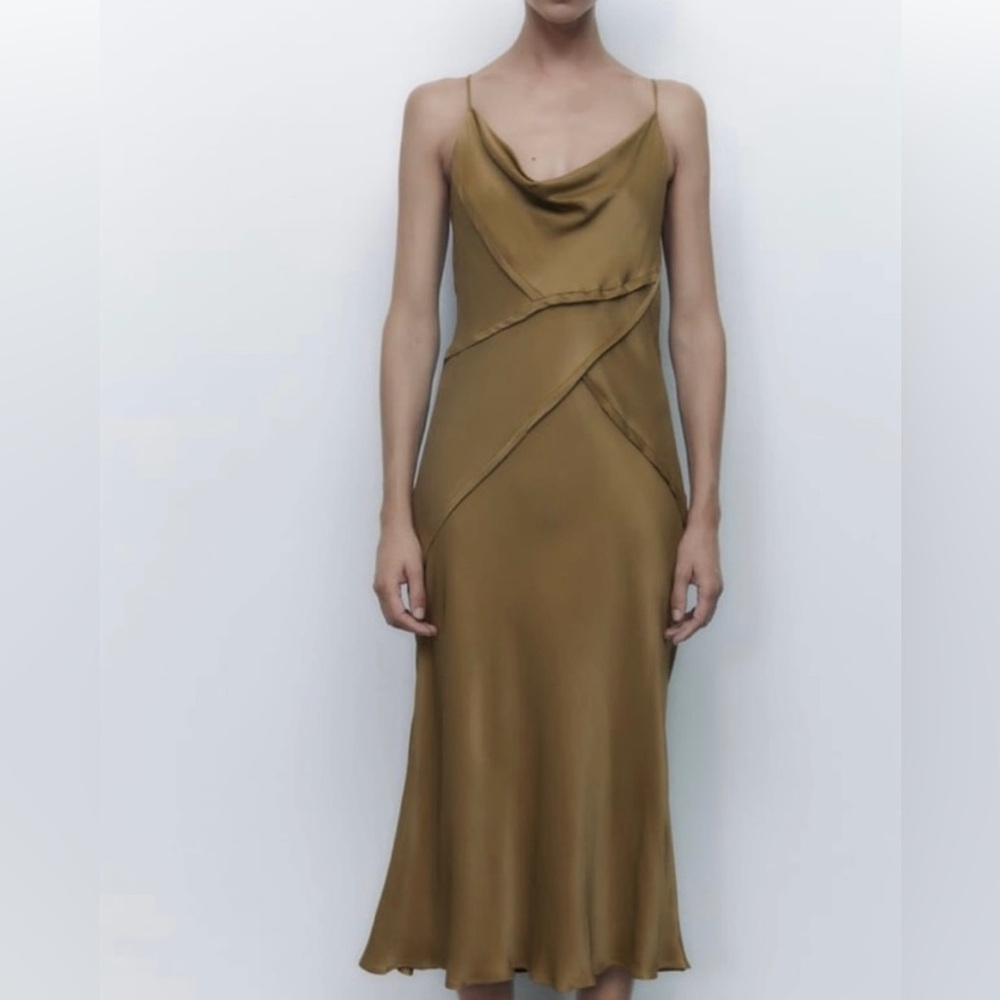 Sincerely Jules Satin Golden Bronze dress NWT